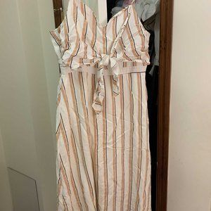 Mid-Length Striped Dress with Knot in Front